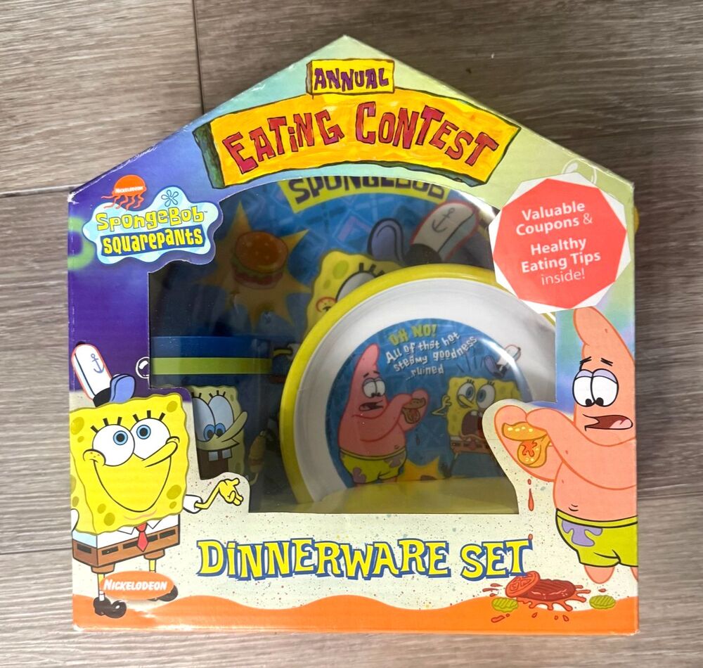 Vintage SpongeBob SquarePants Dinnerware Set 2004 Y2K Zak Designs New in Box